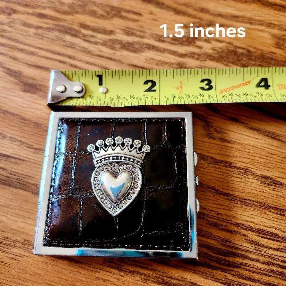 ❌️SOLD❌️BRIGHTON Silver, Leather, And Crystal Photo Frame Compact - Picture 6 of 9